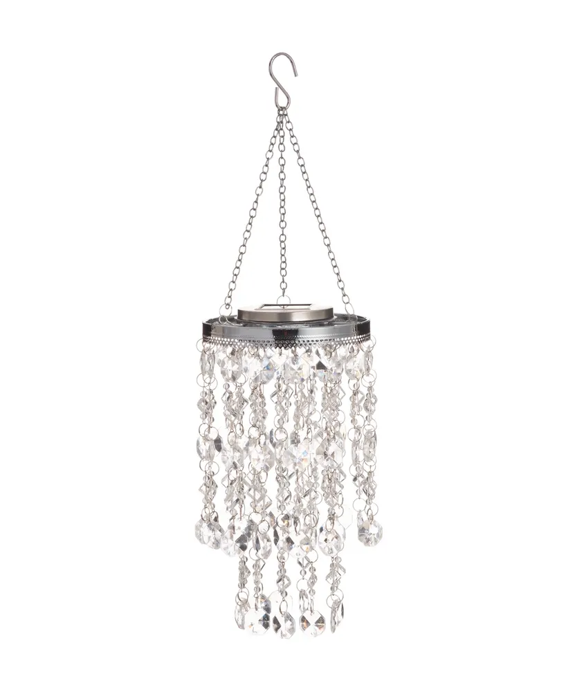 Glitzhome Solar Lighted Jewel Beaded Wind Chime or Chandelier Hanging Decor