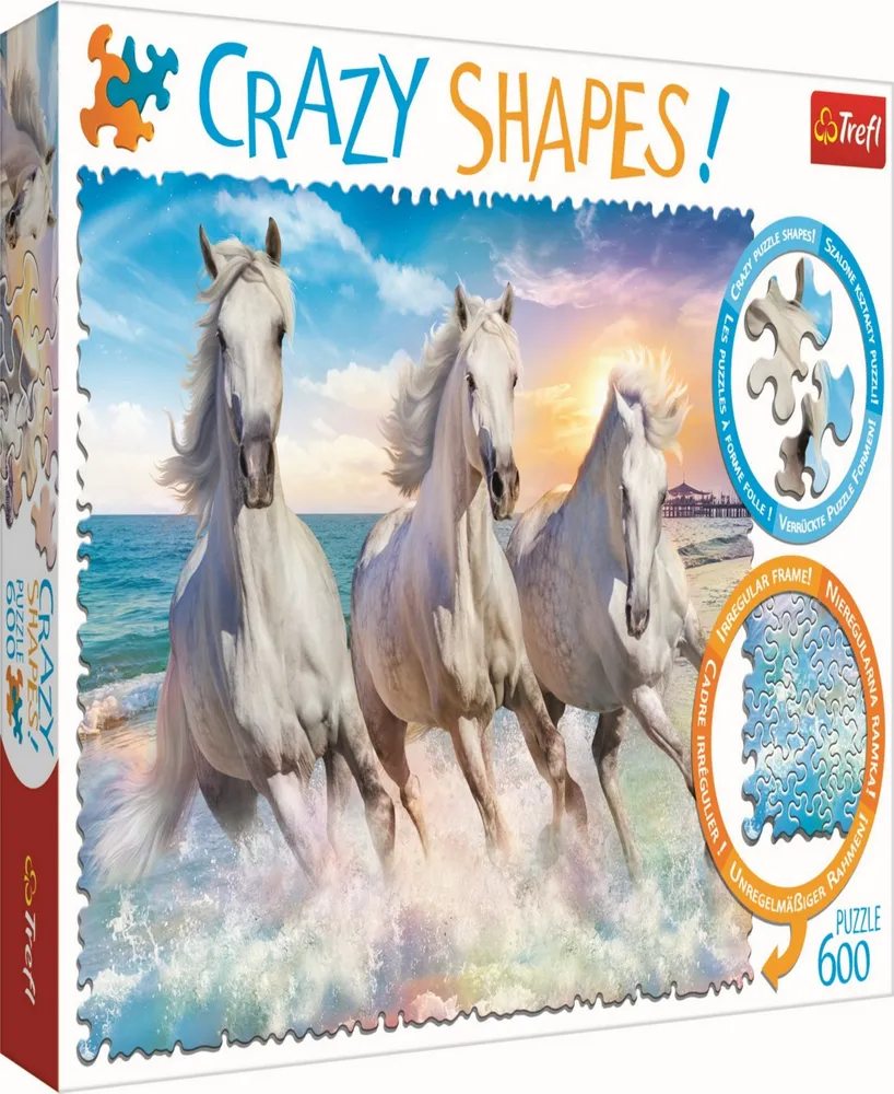 Trefl Crazy Shape Jigsaw Puzzle Horses Gallop Among The Waves, 600 Pieces
