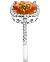 Citrine (3-1/2 ct. t.w.) & Diamond (1/4 ct. t.w.) Halo Ring in 14k White Gold