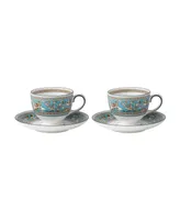 Wedgwood Florentine Turquoise 4 Piece Teacup Saucer Set