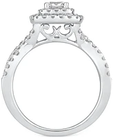 Princess-Cut Diamond Twist Halo Engagement Ring (1 ct. t.w.) 14k Gold
