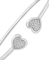 Diamond Heart Cluster Flex Bangle Bracelet (1/6 ct. t.w.) in Sterling Silver