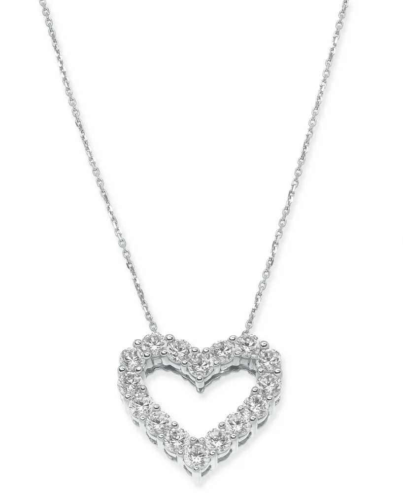 Diamond 18" Heart Pendant Necklace (2 ct. t.w.) in 14k White Gold