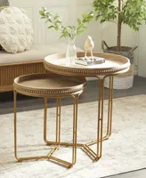 Wood Contemporary Accent Table Set, 2 Piece