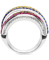 Multi- Sapphire (2-1/2 ct. t.w.) and Diamond (1/6 ct. t.w.) Ring Set in Sterling Silver