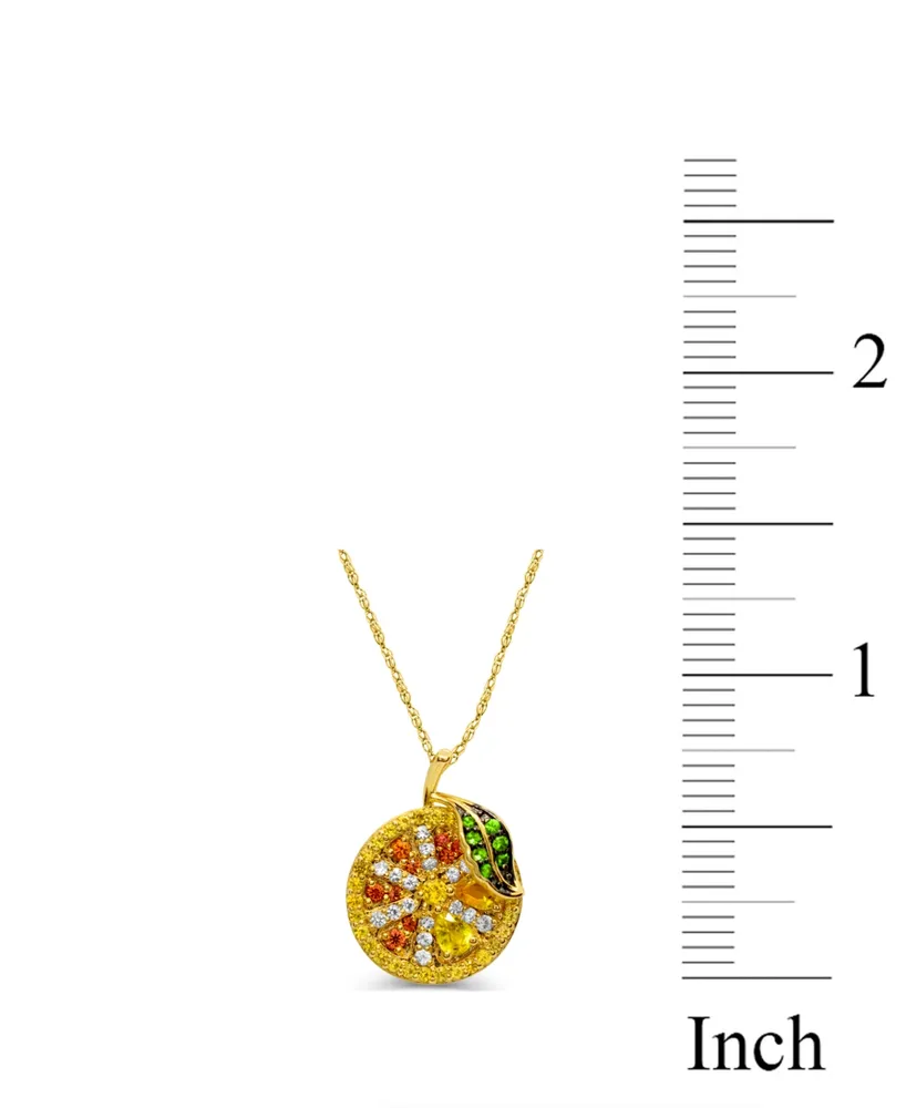 Multi-Colored Sapphire and Tsavorite (1/20 ct. t.w.) Orange Pendant in 14K Yellow Gold