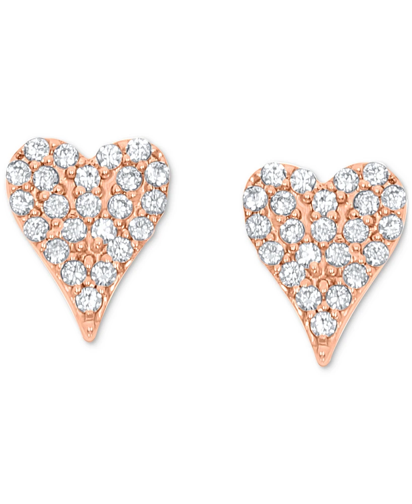 Diamond Heart Stud Earrings (1/10 ct. t.w.) 10k Yellow or Rose Gold