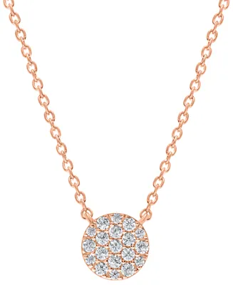 Diamond Pave Round Disc Pendant Necklace (1/4 ct. t.w.) in 10k Yellow or Rose Gold