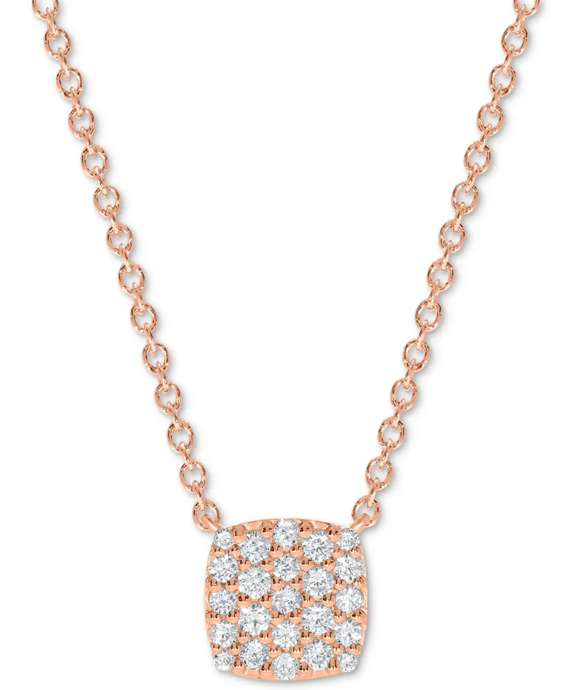 Diamond Pave Cushion Pendant Necklace (1/5 ct. t.w.) 10k White, Yellow or Rose Gold