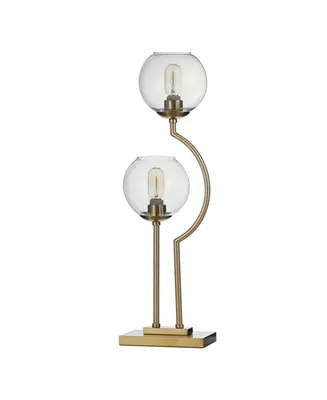 2 Steel Brass Poles with Clear Glass Globe Desk Lamp