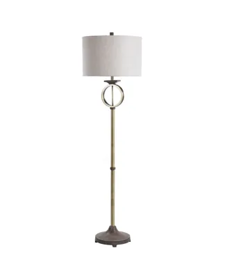 Brass Ring with Molded Wood Like Accents Floor Lamp