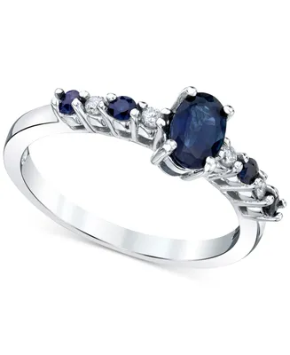 Sapphire (7/8 ct. t.w.) & Diamond (1/20 ct. t.w.) Ring in 10k White Gold