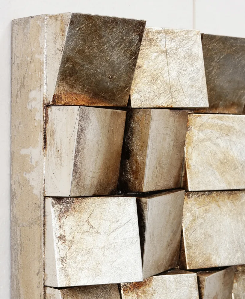 Empire Art Direct 'Textured 1' Metallic Handed Painted Rugged Wooden Blocks Wall Sculpture - 48" x 30"