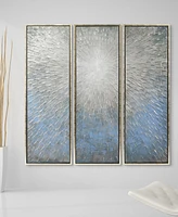 Empire Art Direct Silver Ice 3-Piece Textured Metallic Hand Painted Wall Art Set by Martin Edwards, 60" x 20" x 1.5"