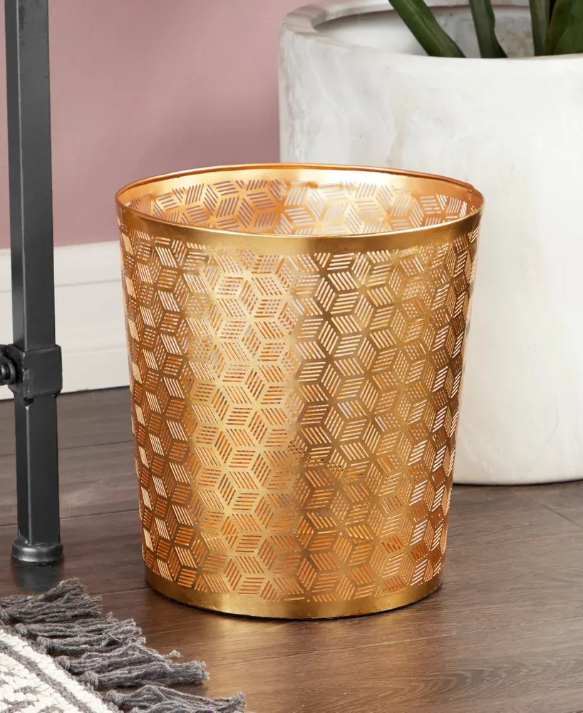 CosmoLiving by Cosmopolitan Gold Metal Glam Small Waste Bin, 10 " x 9 " x 9 " - Gold