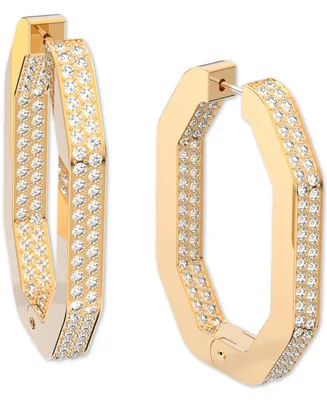 Swarovski Gold-Tone Crystal Large Octagon Hoop Earrings