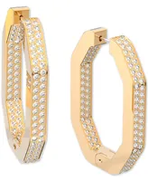 Swarovski Gold-Tone Crystal Large Octagon Hoop Earrings