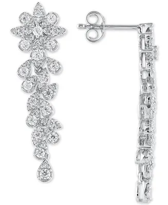 Diamond Floral Drop Earrings (1 ct. t.w.) in 14k White Gold