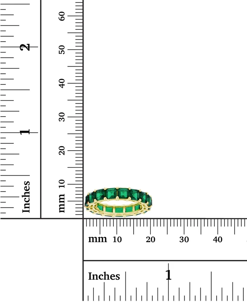 Princess Cut Cubic Zirconia Eternity Band 14k Yellow Gold Plated Sterling Silver