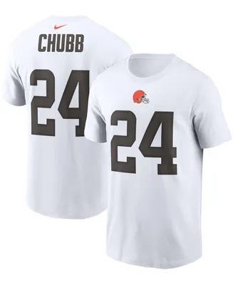 Men's Nick Chubb White Cleveland Browns Player Name and Number T-shirt