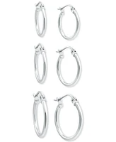 Giani Bernini 3-Pc. Set Polished Round Hoop Earrings, Created for Macy's