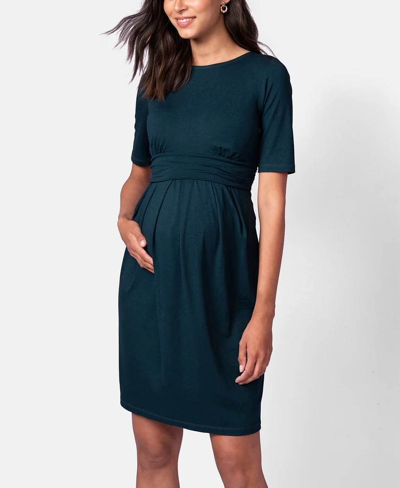 Seraphine Women's Maternity Nursing Short Sleeve Dress - Emerald Green