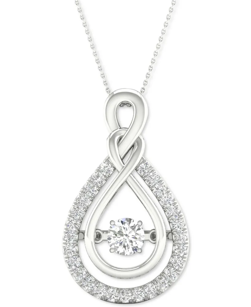 Twinkling Diamond Star Diamond Teardrop 18" Pendant Necklace (1/3 ct. t.w.) in 10k White Gold