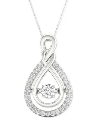 Twinkling Diamond Star Diamond Teardrop 18" Pendant Necklace (1/3 ct. t.w.) in 10k White Gold