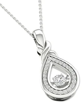 Twinkling Diamond Star Diamond Teardrop Halo 18" Pendant Necklace (1/4 ct. t.w.) in 10k White Gold
