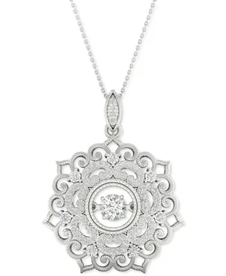 Twinkling Diamond Star Diamond Filigree 18" Pendant Necklace (1/3 ct. t.w.) in 10k White Gold