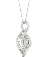 Twinkling Diamond Star Diamond Swirl Halo 18" Pendant Necklace (1/5 ct. t.w.) in 10k White Gold