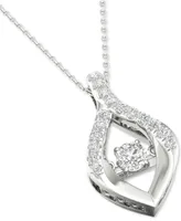 Twinkling Diamond Star Diamond Wishbone 18" Pendant Necklace (1/4 ct. t.w.) in 10k White Gold