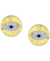 Giani Bernini Lab-Grown Blue Sapphire & Cubic Zirconia Evil Eye Disc Stud Earrings, Created for Macy's