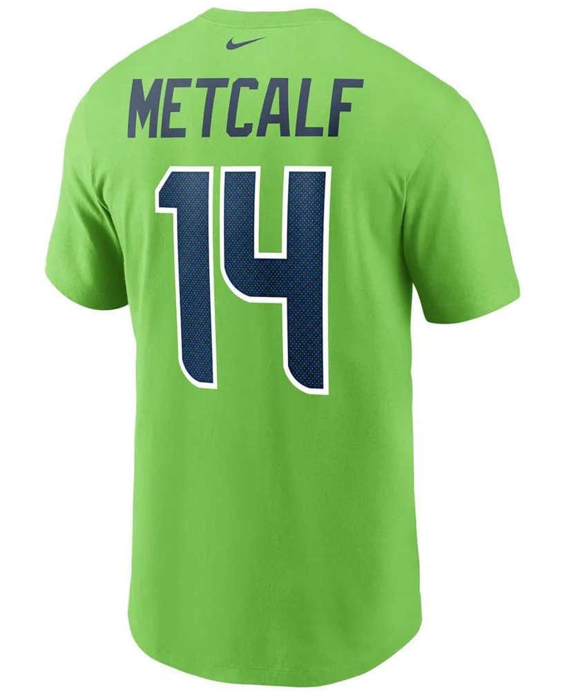 Men's Dk Metcalf Neon Green Seattle Seahawks Name and Number T-shirt