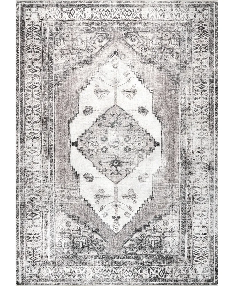 NuLoom Aurora - Machine Washable HJAU03A 4' x 6' Area Rug - Silver