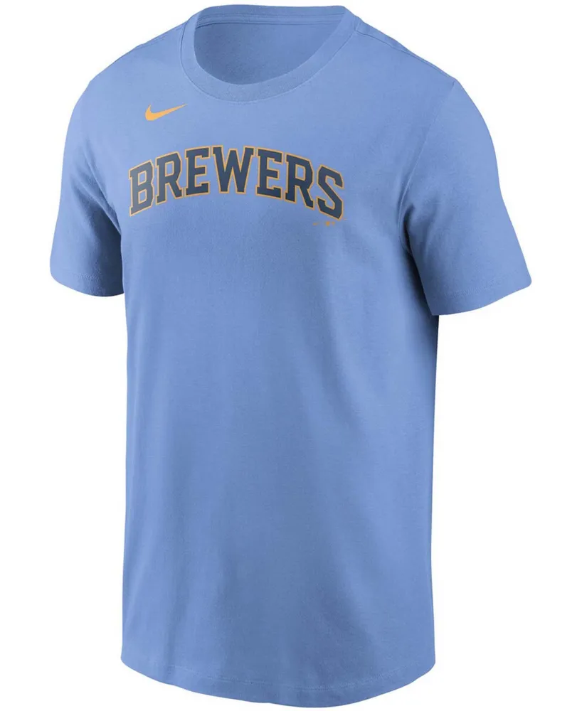 Men's Christian Yelich Light Blue Milwaukee Brewers Name Number T-shirt