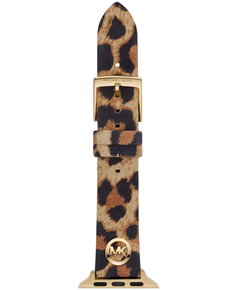 Michael Kors Women's Logo Charm Animal Print Leather Apple Watch Band, 38mm or 40mm