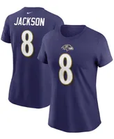 Women's Lamar Jackson Purple Baltimore Ravens Name Number T-shirt