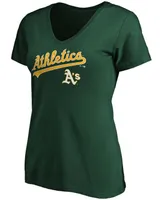 Women's Green Oakland Athletics Team Logo Lockup V-Neck T-shirt