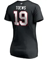 Women's Jonathan Toews Black Chicago Blackhawks 2020/21 Special Edition Authentic Stack Name and Number V-Neck T-shirt