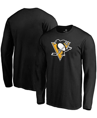 Men's Black Pittsburgh Penguins Primary Team Logo Long Sleeve T-shirt
