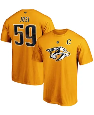 Men's Roman Josi Gold Nashville Predators Authentic Stack Player Name and Number T-shirt