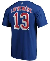 Men's Alexis Lafreniere Blue New York Rangers Authentic Stack Name and Number T-shirt