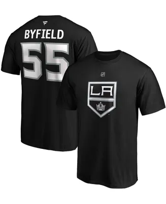 Men's Quinton Byfield Black Los Angeles Kings Authentic Stack Name and Number T-shirt