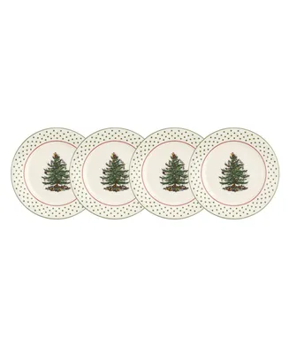 Christmas Tree Polka Dot Dessert Plates, Set of 4