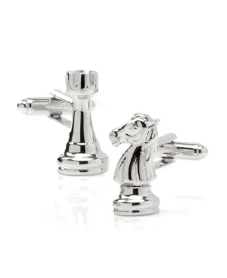 Ox & Bull Trading Co. Men's Knight and Rook Chess Piece Cufflinks - Silver