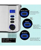 Elite Gourmet 4-Slice Long Slot Digital Countdown Toaster, 6 Toast Settings, Slide Out Crumb Tray, Extra Wide 1.5" Slots for Bagels