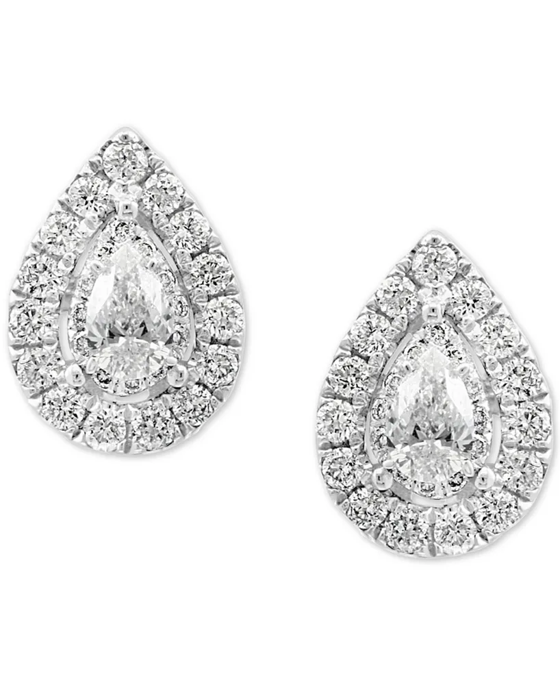 Effy Diamond Pear Halo Stud Earrings (1/2 ct. t.w.) in 14k White Gold