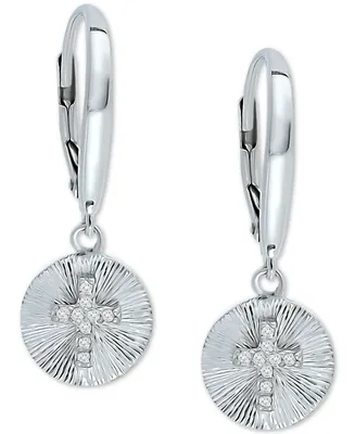 Giani Bernini Cubic Zirconia Cross Disc Drop Earrings, Created for Macy's