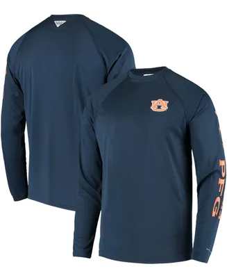 Men's Pfg Navy Auburn Tigers Terminal Tackle Omni-Shade Long Sleeve T-shirt